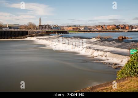 Trews Wehr auf dem Fluss exe in Exeter Stockfoto