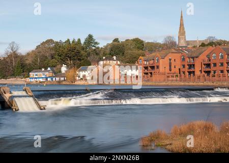 Trews Wehr auf dem Fluss exe in Exeter Stockfoto
