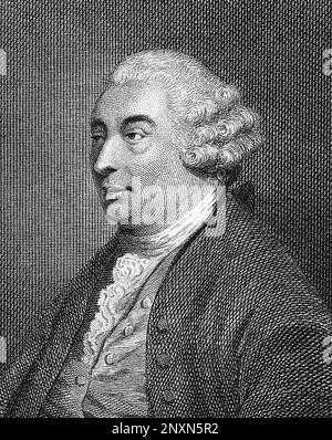 David Hume (1711-1776), schottischer Aufklärungsphilosoph, Historiker und Ökonom, heute bekannt für sein äußerst einflussreiches System philosophischen Empiriismus, Skepsis und Naturalismus. Undatierter Aufdruck von Joseph Collyer (1748-1827) nach Thomas Stothard (1755-1834). Stockfoto