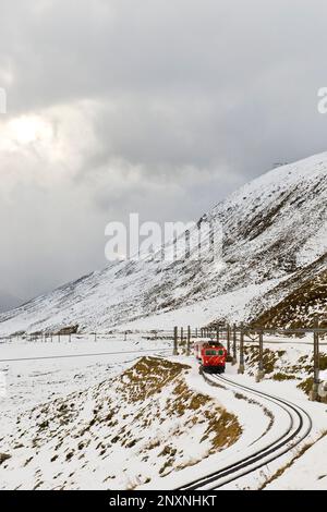 Schweiz, Kanton Uri, Oberalppass, Glacier express Zug Stockfoto