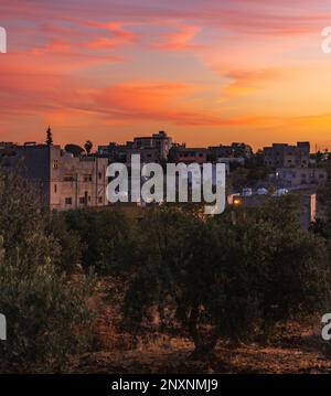 Sonnenuntergangslandschaft im Porträt vom Gipfel des Mount Nebo Stockfoto