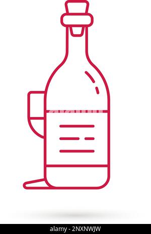 Rotweinflasche und Glassymbol Stock Vektor