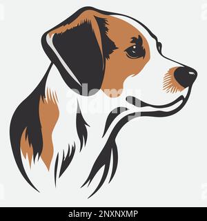 Hundekopf-Symbol. Flacher Style. Cartoon-Hundegesicht. Vektorgrafik isoliert auf Weiß. Stock Vektor