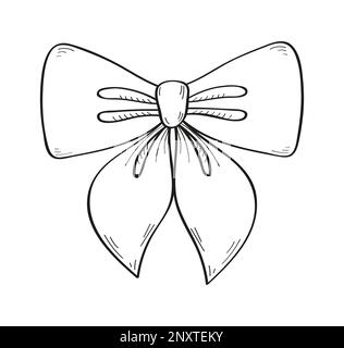 Binde Schleife Vektor Illustration in Doodle-Stil. Vinage Nackenschleife für die Hochzeit. Handgezeichnetes Band für Mode, App, Stock Vektor