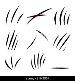 Schwarze Kratzer Textur auf weißem Hintergrund realistische Darstellung isolierter Vektoren Stock Vektor