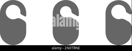 Satz mit leeren Türaufhängern oder Schrankteilern. Nicht stören, bitte klopfen oder still halten. Werkzeugmodelle für Kleiderschrank-Organizer isoliert auf weißem Hintergrund. Vektordarstellung Stock Vektor