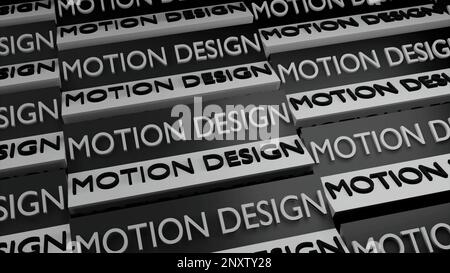 Design-Wörter auf schwarz-weißen rotierenden Tablets. Design. Drehende Aufschriften, Bewegungsdesign Stockfoto