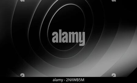 Drehbare flexible Oberfläche mit ovalen Silhouetten. Design. Drehringe mit leichten Leuchtfackeln Stockfoto