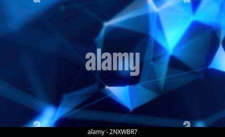 Abstrakte digitale Verbindung, die Punkte und Linien bewegt. Bewegung. Technologiehintergrund, Netzwerkverbindungsstruktur, Plexuseffekt Stockfoto