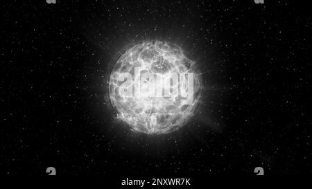 Schwarzer Hintergrund mit einem magischen Ball. Motion. Ein weißer und grüner magischer Ball mit Animation, die glänzt. Hochwertige 4K-Aufnahmen Stockfoto