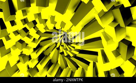 Farbenfrohe Drehung eines Tornados aus rechteckigen Teilchen. Design. Rotierende Zeilen von Cubes Stockfoto