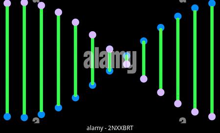 Abstrakte digitale rotierende dna-Spirale auf schwarzem Hintergrund. Design. Abstrakte Visualisierung der dna-Spirale, Konzept der Medizin Stockfoto