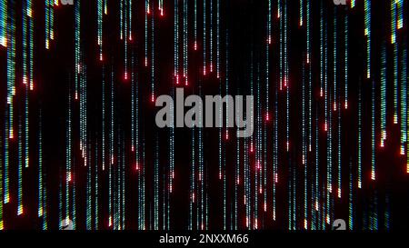 Abstrakter Matrixeffekt mit laufenden Codezeilen. Design. Cyber-Realität von Millionen winziger Symbole Stockfoto