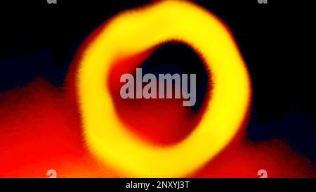 Hintergrund mit pulsierendem Warmring. Bewegung. Die Wirkung des Wärmedämmers mit beweglichem Ring. Lebender warmer Ring bewegt sich und pulsiert. Stockfoto