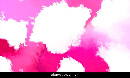 Farbenfroher Hintergrund mit weißen Flecken und Wellen. Bewegung. Der Einfluss von Flüssigkeitswelpen auf Oberflächen mit hellen Hintergrundflecken. Vibrierende Wellen mit Mov Stockfoto