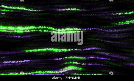 Bunte Linien bewegen sich mit Glitch-Effekt. Bewegung. Computerhintergrund mit bunten Wellenlinien im Strom und Rauschen. Zeilen im Informationsfluss werden mit verschoben Stockfoto