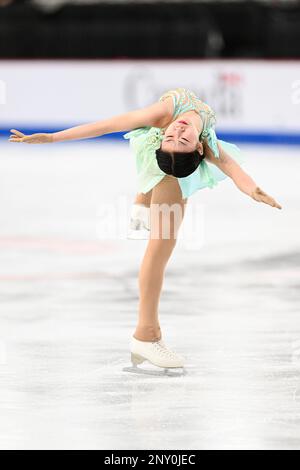 Xiangyi AN (CHN), während des Junior Women Short Program, bei der ISU World Junior Figure Skating Championships 2023, in der WinSport Arena, am 1. März 2023 in Calgary, Kanada. Kredit: Raniero Corbelletti/AFLO/Alamy Live News Stockfoto