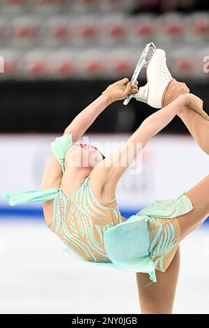 Xiangyi AN (CHN), während des Junior Women Short Program, bei der ISU World Junior Figure Skating Championships 2023, in der WinSport Arena, am 1. März 2023 in Calgary, Kanada. Kredit: Raniero Corbelletti/AFLO/Alamy Live News Stockfoto