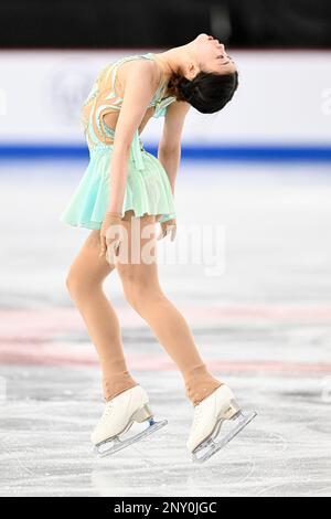 Xiangyi AN (CHN), während des Junior Women Short Program, bei der ISU World Junior Figure Skating Championships 2023, in der WinSport Arena, am 1. März 2023 in Calgary, Kanada. Kredit: Raniero Corbelletti/AFLO/Alamy Live News Stockfoto
