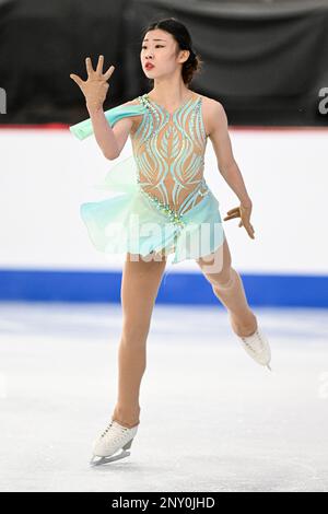 Xiangyi AN (CHN), während des Junior Women Short Program, bei der ISU World Junior Figure Skating Championships 2023, in der WinSport Arena, am 1. März 2023 in Calgary, Kanada. Kredit: Raniero Corbelletti/AFLO/Alamy Live News Stockfoto