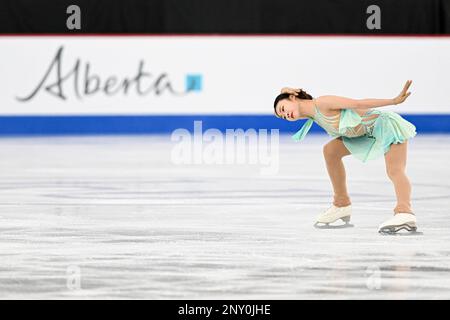 Xiangyi AN (CHN), während des Junior Women Short Program, bei der ISU World Junior Figure Skating Championships 2023, in der WinSport Arena, am 1. März 2023 in Calgary, Kanada. Kredit: Raniero Corbelletti/AFLO/Alamy Live News Stockfoto