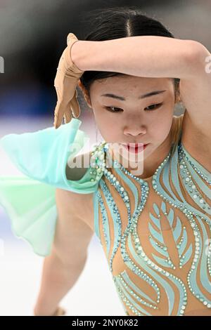 Xiangyi AN (CHN), während des Junior Women Short Program, bei der ISU World Junior Figure Skating Championships 2023, in der WinSport Arena, am 1. März 2023 in Calgary, Kanada. Kredit: Raniero Corbelletti/AFLO/Alamy Live News Stockfoto