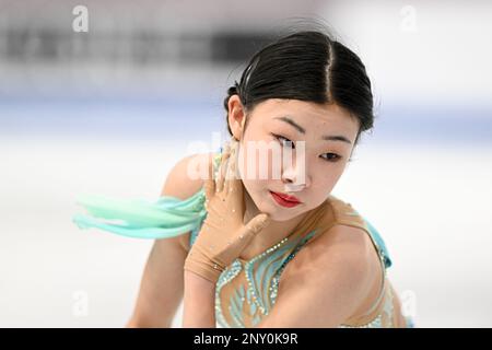 Xiangyi AN (CHN), während des Junior Women Short Program, bei der ISU World Junior Figure Skating Championships 2023, in der WinSport Arena, am 1. März 2023 in Calgary, Kanada. Kredit: Raniero Corbelletti/AFLO/Alamy Live News Stockfoto