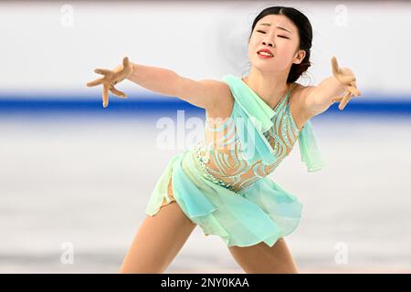 Xiangyi AN (CHN), während des Junior Women Short Program, bei der ISU World Junior Figure Skating Championships 2023, in der WinSport Arena, am 1. März 2023 in Calgary, Kanada. Kredit: Raniero Corbelletti/AFLO/Alamy Live News Stockfoto