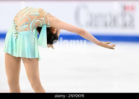 Xiangyi AN (CHN), während des Junior Women Short Program, bei der ISU World Junior Figure Skating Championships 2023, in der WinSport Arena, am 1. März 2023 in Calgary, Kanada. Kredit: Raniero Corbelletti/AFLO/Alamy Live News Stockfoto