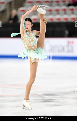 Xiangyi AN (CHN), während des Junior Women Short Program, bei der ISU World Junior Figure Skating Championships 2023, in der WinSport Arena, am 1. März 2023 in Calgary, Kanada. Kredit: Raniero Corbelletti/AFLO/Alamy Live News Stockfoto
