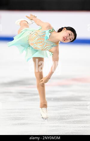Xiangyi AN (CHN), während des Junior Women Short Program, bei der ISU World Junior Figure Skating Championships 2023, in der WinSport Arena, am 1. März 2023 in Calgary, Kanada. Kredit: Raniero Corbelletti/AFLO/Alamy Live News Stockfoto