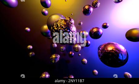 Heller, farbenfroher Hintergrund. Design. Rotierende glänzende Kreise in verschiedene Richtungen in der Abstraktion. Hochwertige 4K-Aufnahmen Stockfoto
