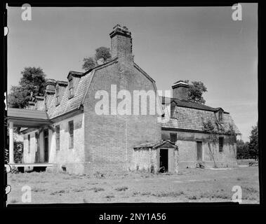 Wilton-on-the-Piankatank, Middlesex County, Virginia. Carnegie Survey of the Architecture of the South (Carnegie-Umfrage zur Architektur des Südens). United States Virginia Middlesex County, Gambrel Dächer, Häuser, Mauerwerk. Stockfoto