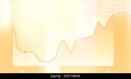 Orangefarbenes und blassblaues Diagramm. Bewegung. Ein sanfter Hintergrund in der Abstraktion mit einem Bug, der entlang des Zeitplans und in seinen Ecken ausgeführt wird. Hochwertige 4K Meter Stockfoto