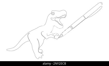 Eine durchgehende Linie Tyrannosaurus Rex, gezeichnet mit einem Bleistift und Filzstift. Vektorkonzept zur Darstellung dünner Linien. Kontur Zeichnen kreativer Ideen. Stock Vektor
