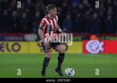 Sheffield, Großbritannien. 01. März 2023. Ben Osborn #23 von Sheffield United in Aktion während des Fünften Spiels des Emirates FA Cup Sheffield United vs Tottenham Hotspur in Bramall Lane, Sheffield, Großbritannien, 1. März 2023 (Foto von Gareth Evans/News Images) in Sheffield, Großbritannien, am 3./1. März 2023. (Foto: Gareth Evans/News Images/Sipa USA) Guthaben: SIPA USA/Alamy Live News Stockfoto