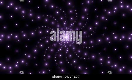 Gekrümmter Strahl von sich bewegenden Lichtpunkten. Design. Leuchtende Punkte bewegen sich wie futuristische Laserstrahlen. Futuristischer Laserfluss. Stockfoto