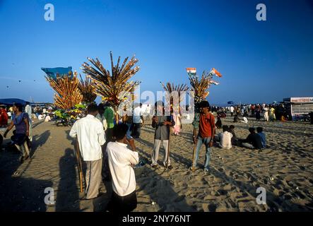 Marina Beach, Chennai, Madras, Tamil Nadu der zweitlängste städtische Strand der Welt. Indien Stockfoto