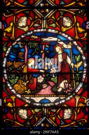 Buntglasfenster in St. Johns Kirche, erbaut 1784 Kolkatta Kalkutta, Westbengalen, Indien, Asien Stockfoto