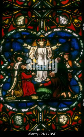 Buntglasfenster in St. Johns Kirche, erbaut 1784 Kolkatta Kalkutta, Westbengalen, Indien, Asien Stockfoto