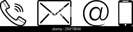 Symbole für Telefon, E-Mail, Adresse und Mobiltelefon als Konzept für Support, Feedback und Kontaktdaten Stock Vektor