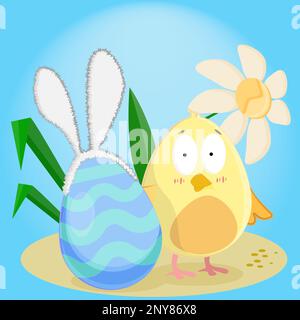 Süße osterbraut mit Eiern und Häschenohren Stock Vektor