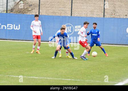 KSC U17 gewinnt gegen Jahn Regensburg B-Junioren-Bundesliga Karlsruher SC, Karlsruhe 26. Februar 2023 Stockfoto