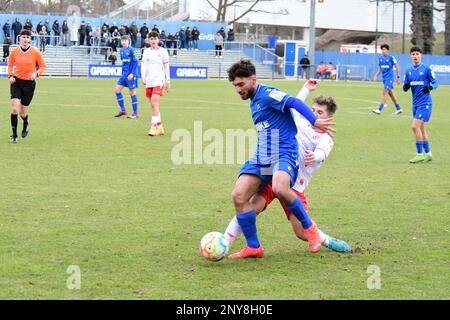 KSC U17 gewinnt gegen Jahn Regensburg B-Junioren-Bundesliga Karlsruher SC, Karlsruhe 26. Februar 2023 Stockfoto