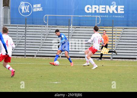 KSC U17 gewinnt gegen Jahn Regensburg B-Junioren-Bundesliga Karlsruher SC, Karlsruhe 26. Februar 2023 Stockfoto