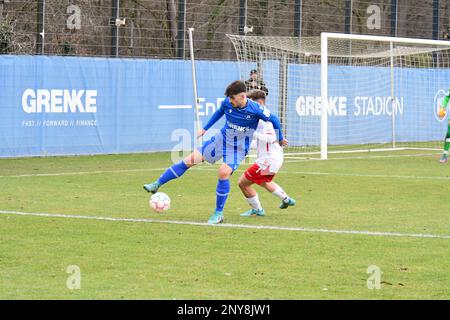 KSC U17 gewinnt gegen Jahn Regensburg B-Junioren-Bundesliga Karlsruher SC, Karlsruhe 26. Februar 2023 Stockfoto