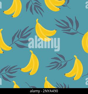 Nahtloses Cartoon-Muster mit Bananen auf dem Hintergrund. Tropische, trendige Früchte. Vektorkontrast für Stoffe, Tapeten und Ihre Kreativität Stock Vektor