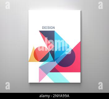 Kunstkomposition flacher bunter Vektorformen. Geometrischer Hintergrund für abstrakte Transparenz. Coverdesign-Vorlage für die Präsentation, Firmencover Stock Vektor