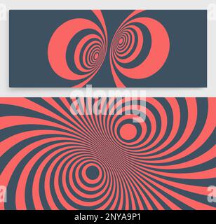Abstrakter Hintergrund aus verzerrten Linien. Muster mit optischer Täuschung. Psychedelische Streifen. Op-Art-Design. Konvexe Textur. Vektordarstellung für Stock Vektor