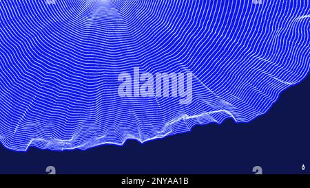 Abstrakter Hintergrund mit dynamischen Partikeln. Kreisförmiges Gittermuster. 3D-Vektordarstellung für Wirtschaft, Wissenschaft oder Technologie. Stock Vektor